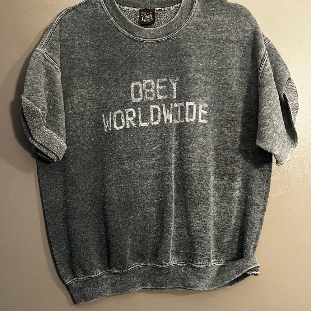 Obey Gray Crewneck Sweater with Streetwear Appeal